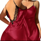 Silky Satin Lace Backless Nightdress Spaghetti Strap