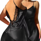 Silky Satin Lace Backless Nightdress Spaghetti Strap