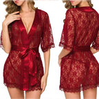 Sheer Lace Deep-V Nightdress