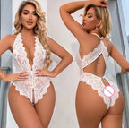 Crotchless Lace Bodysuit Lingerie – Sexy One-Piece Teddy with Bra Support